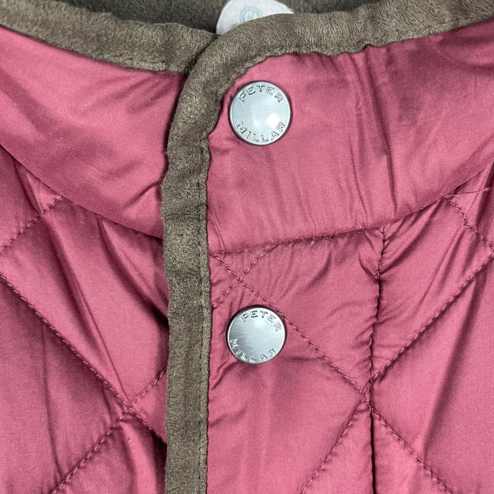 Peter Millar Quilted Vest Mens XL Burgundy Essex Fleece Lined Snap Front Pockets - Picture 4 of 12